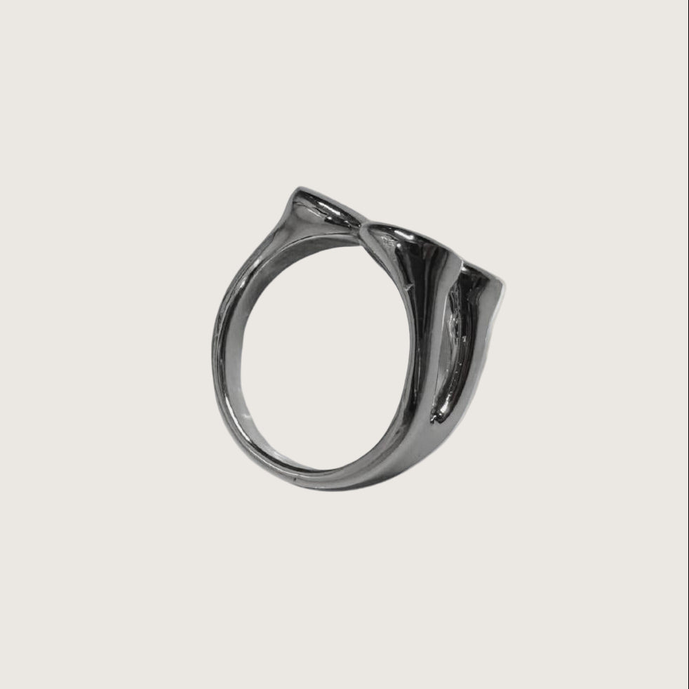 Bague argentée trois gouttes en acier inoxydable 