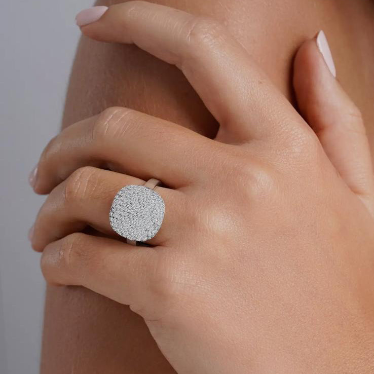 Bague pavé femme élégante en argent blanc 925