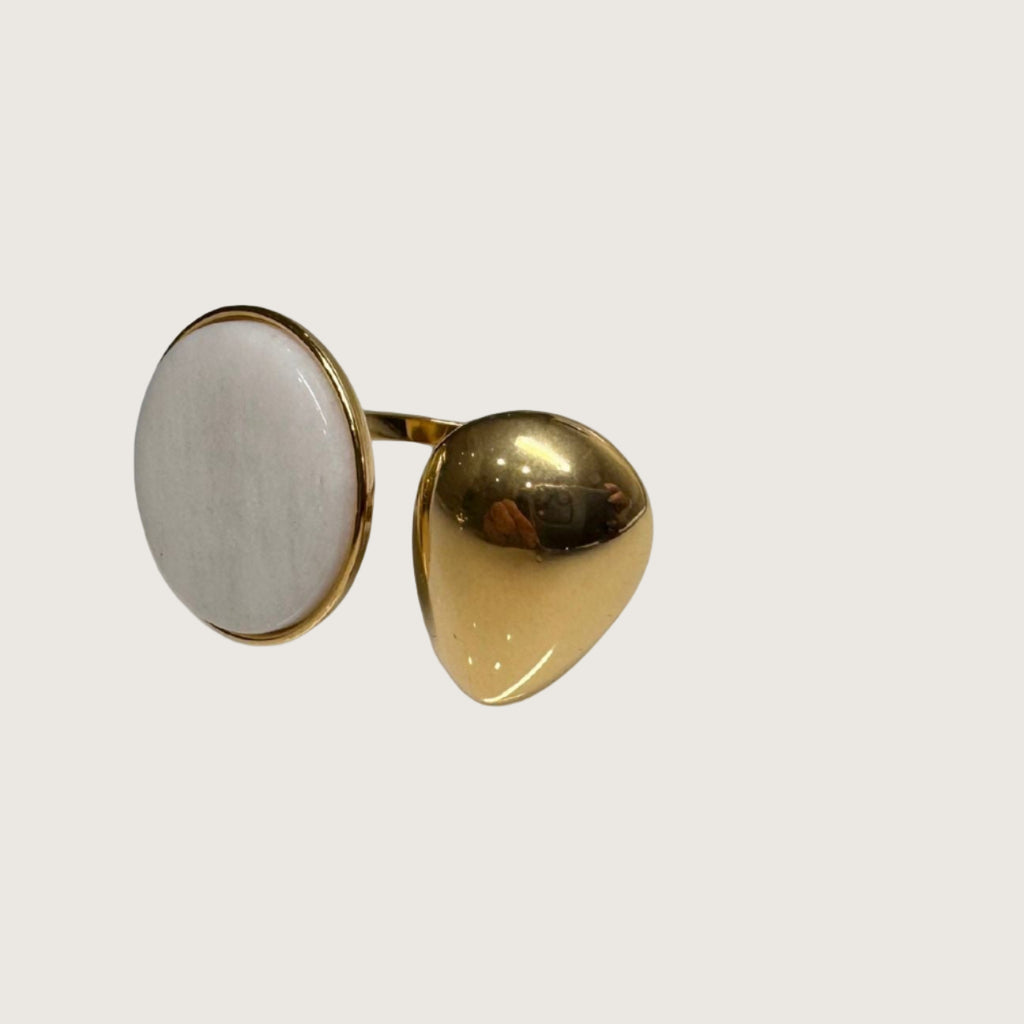 Bague goutte et pierre en acier inoxydable femme moderne 