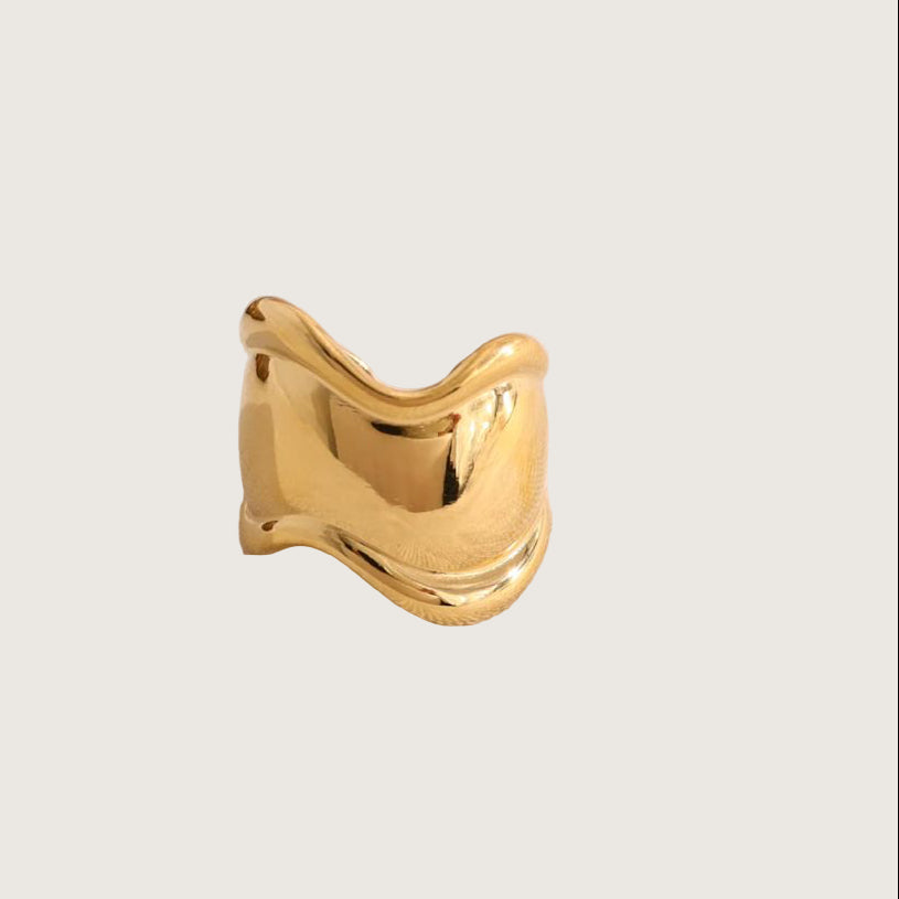 Bague ondulé vague en acier inoxydable moderne femme 