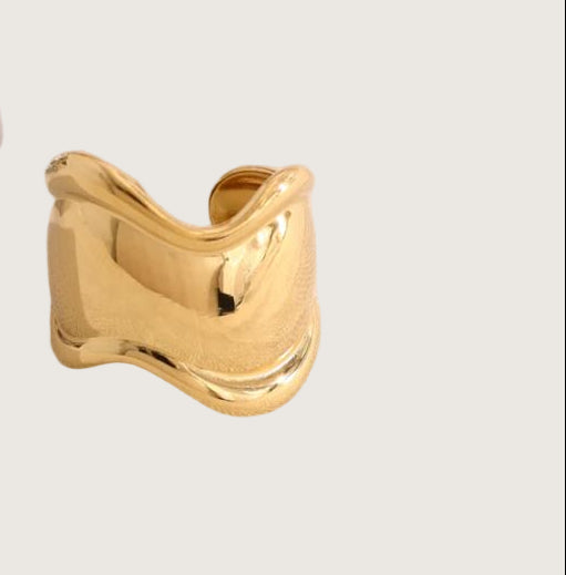 Bague ondulé vague en acier inoxydable moderne femme 