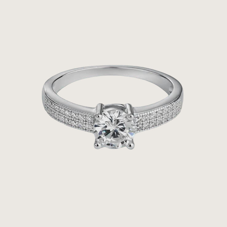 Bague solitaire en argent 925 avec zircons blancs femme 