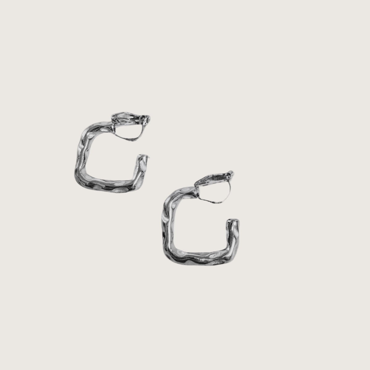 Boucles d’oreilles argenté carré moderne à clips en acier inoxydable jpg