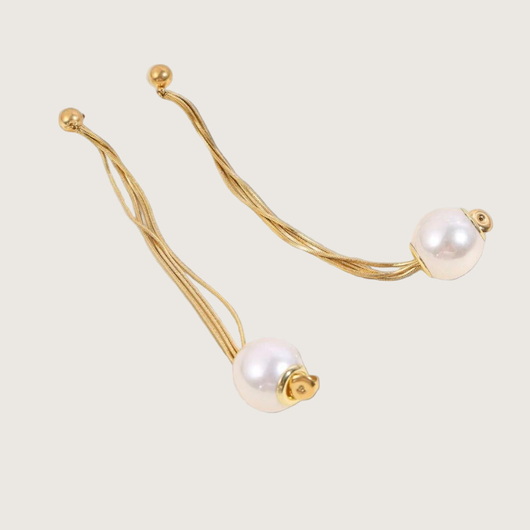 Boucles d’oreilles dore avec perles