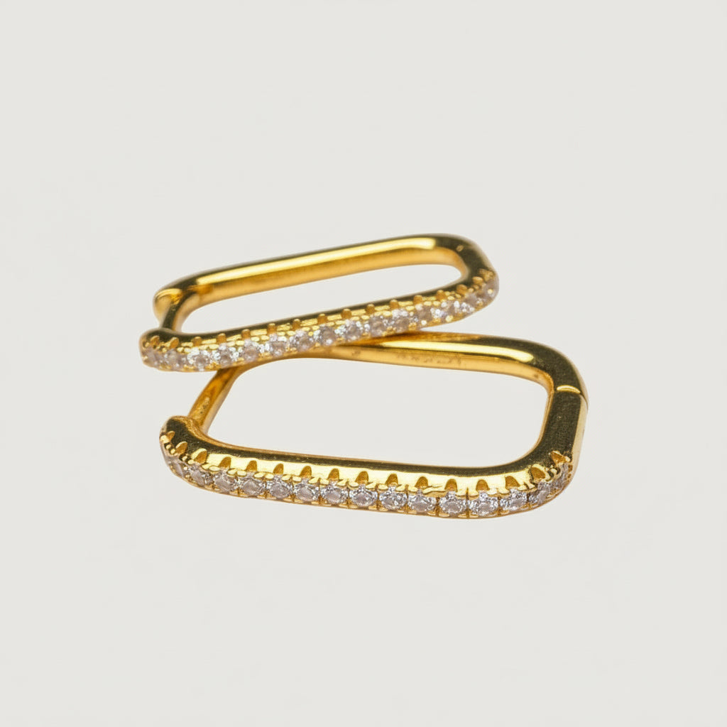 Boucles d’oreilles plaqué or rectangle 