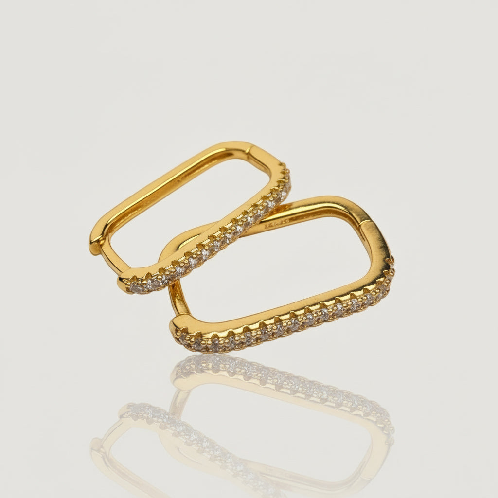 Boucles d’oreilles plaqué or rectangle 