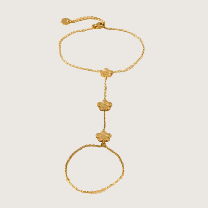 Bracelet chaîne de main fleurs