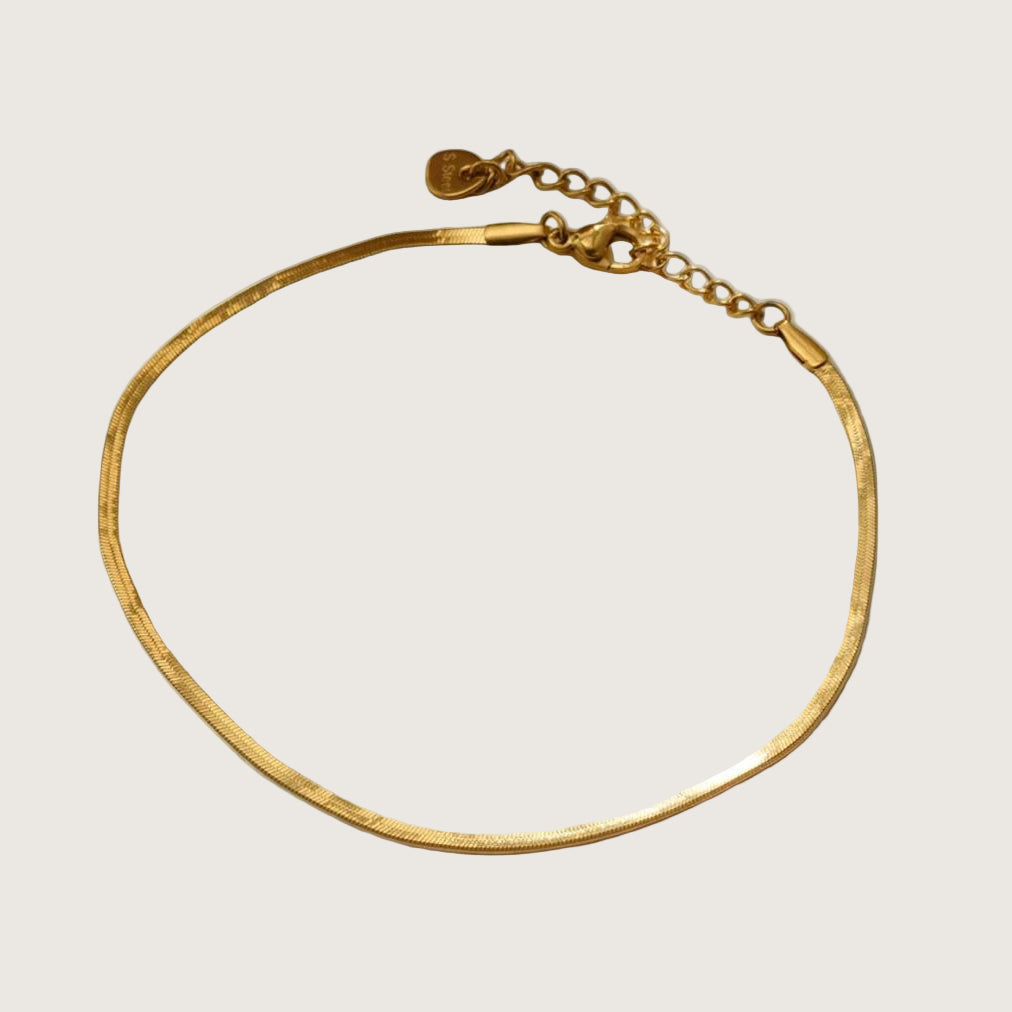 Chaîne de cheville dore en maille de serpent