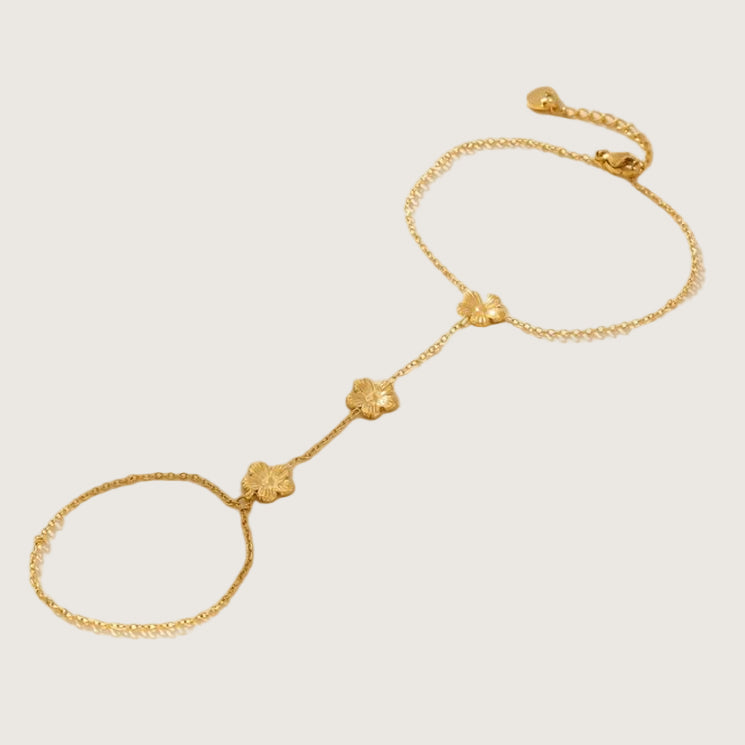 Bracelet chaîne de main fleurs