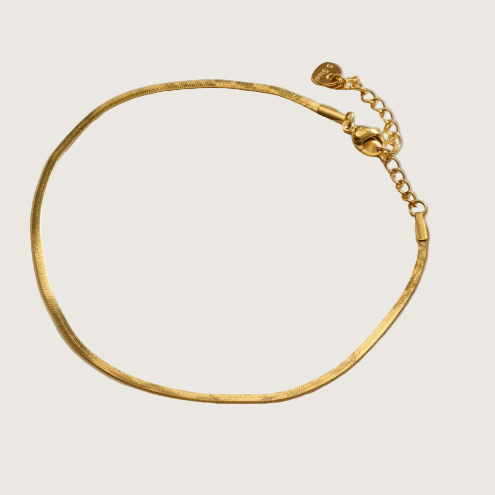 Chaîne de cheville dore en maille de serpent