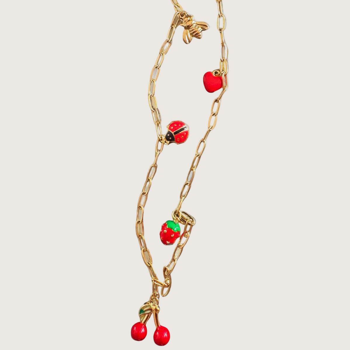 Chaine de corps avec breloques rouges en acier inoxydable 