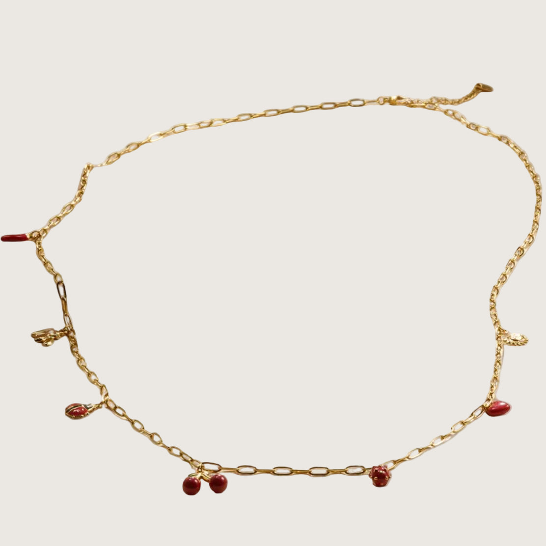 Chaine de corps avec breloques rouges en acier inoxydable 