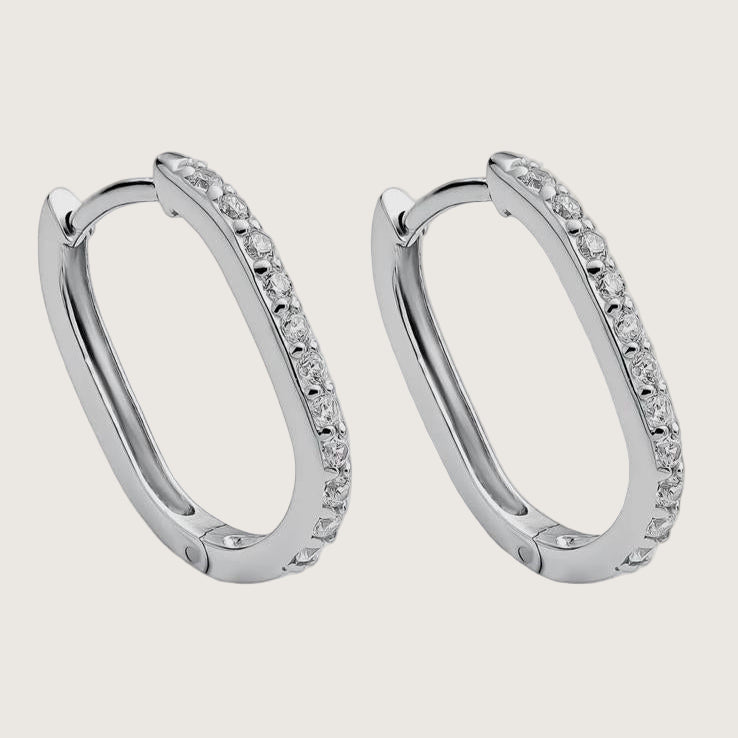 Boucles d’oreilles en argent avec zircones ovales blanc moderne femme 